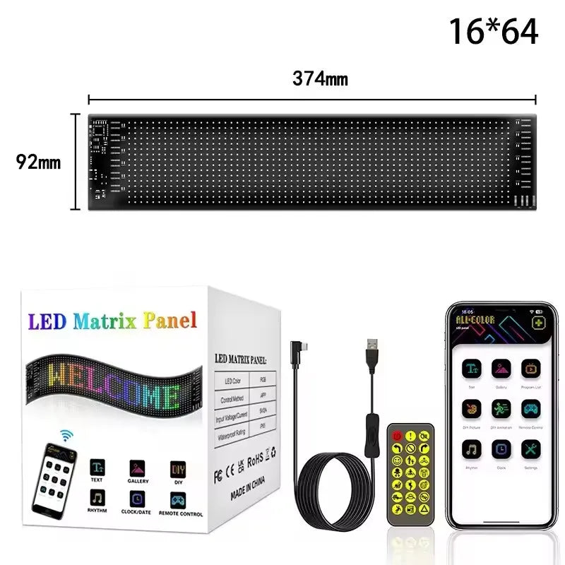 LED Matrix Pixel Panel Light Flexible Programmable Demon Eyes LED Car Sign Bluetooth App Control Scrolling Advertising LED Signs