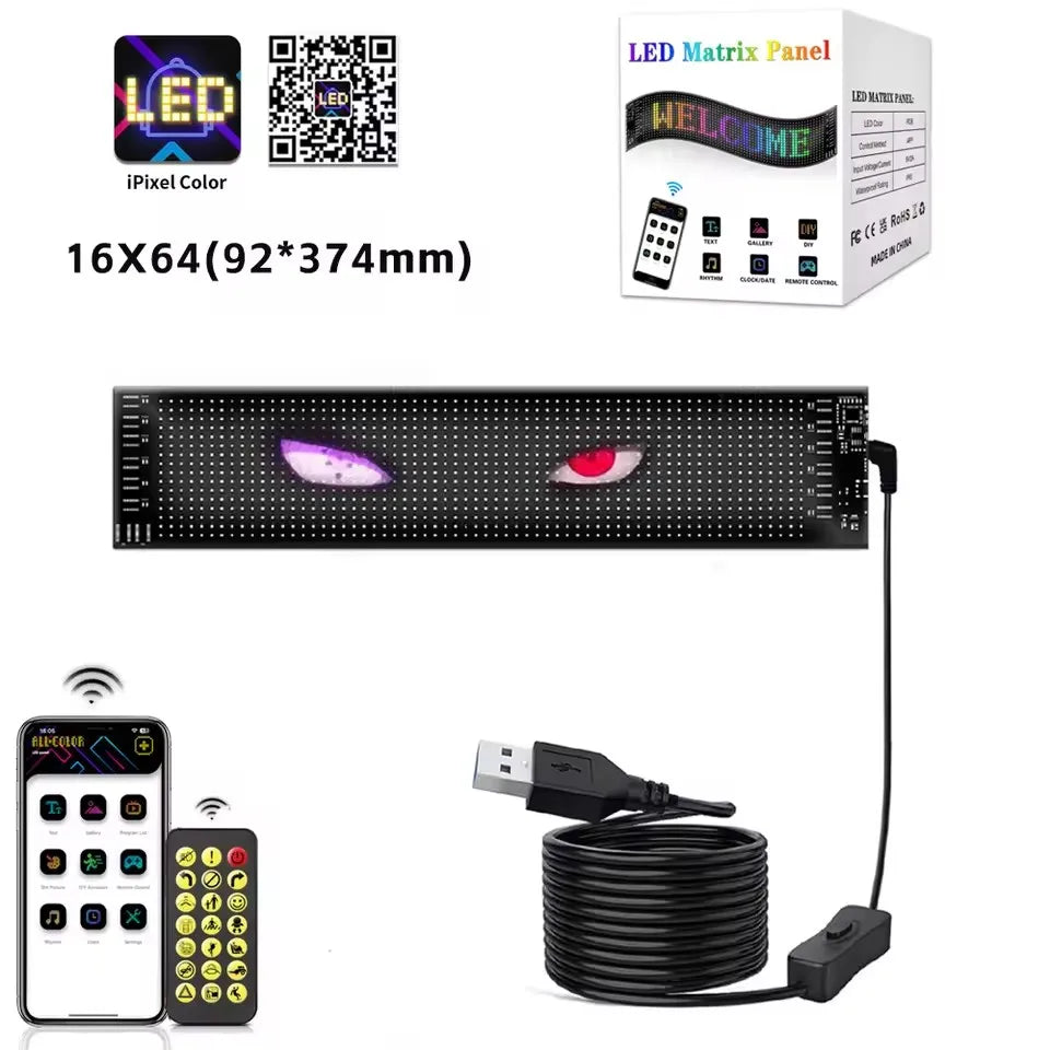 Programmable LED Matrix Panel Light Flexible Screen Display Animation Message Scrolling Car Sign APP Control For Shop Bar Party