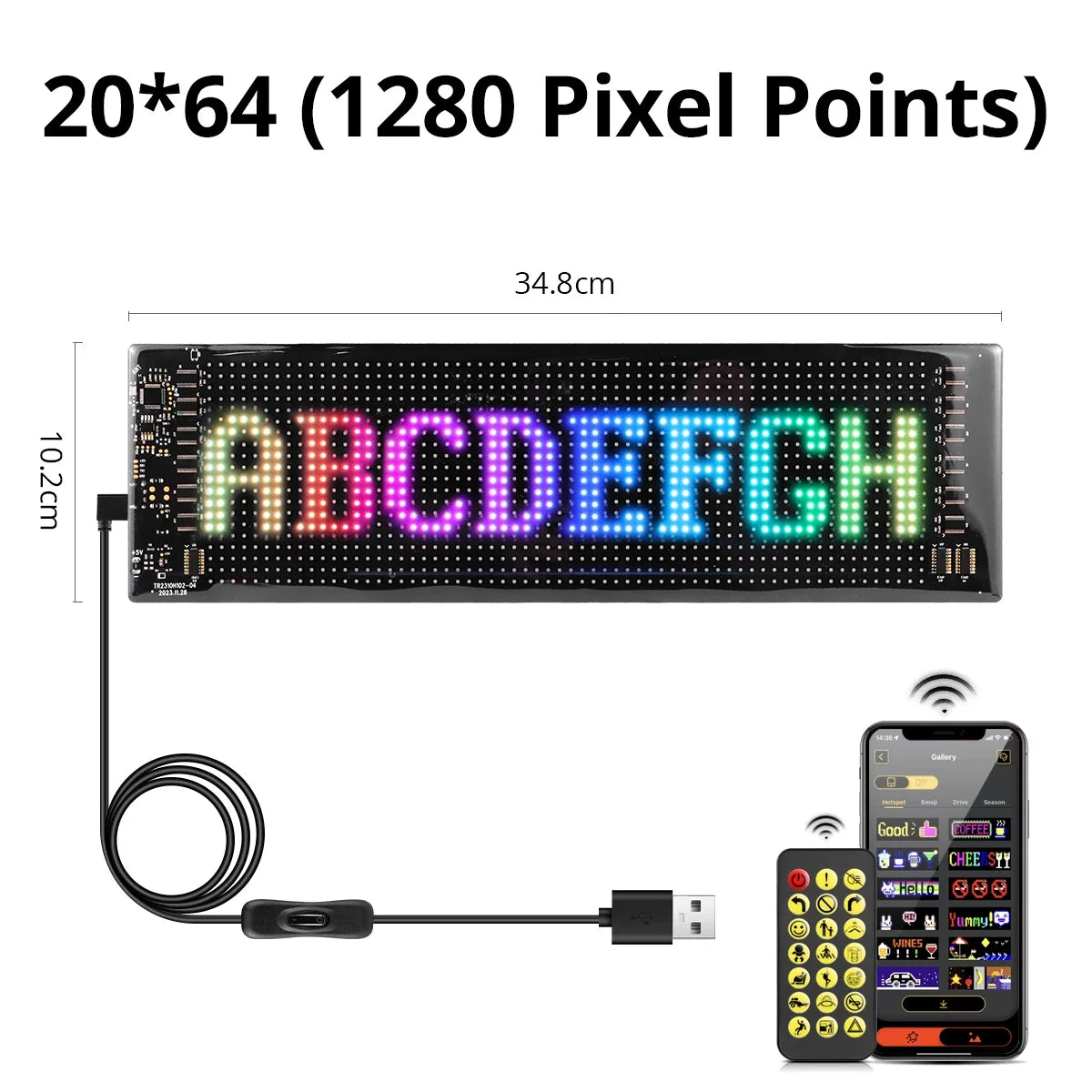 LED Matrix Pixel Panel Advertising Light Flexible RGB Pattern Scrolling Display Car Shop Reminder Light Festival Surprise Tool