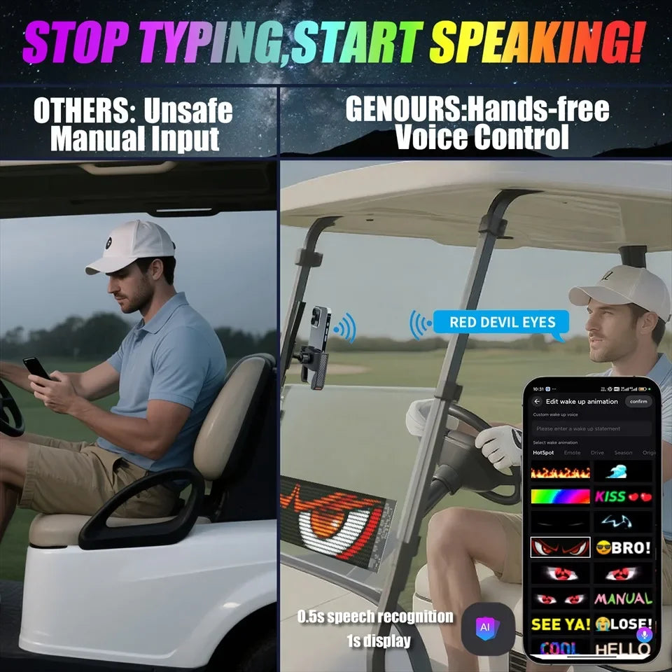LED Matrix Panel AI Voice Function Devil's Eye Flexible Screen App Control DIY Programmable Lighting for Car Decor Accessories