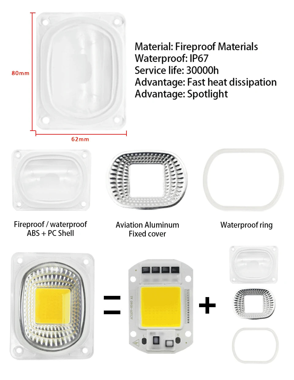 LED matrix 3W 5W 7W 10W 12W 20W 30W 50W smart chip IC lamp for indoor downlight searchlight matrix outdoor spotlight floodlight