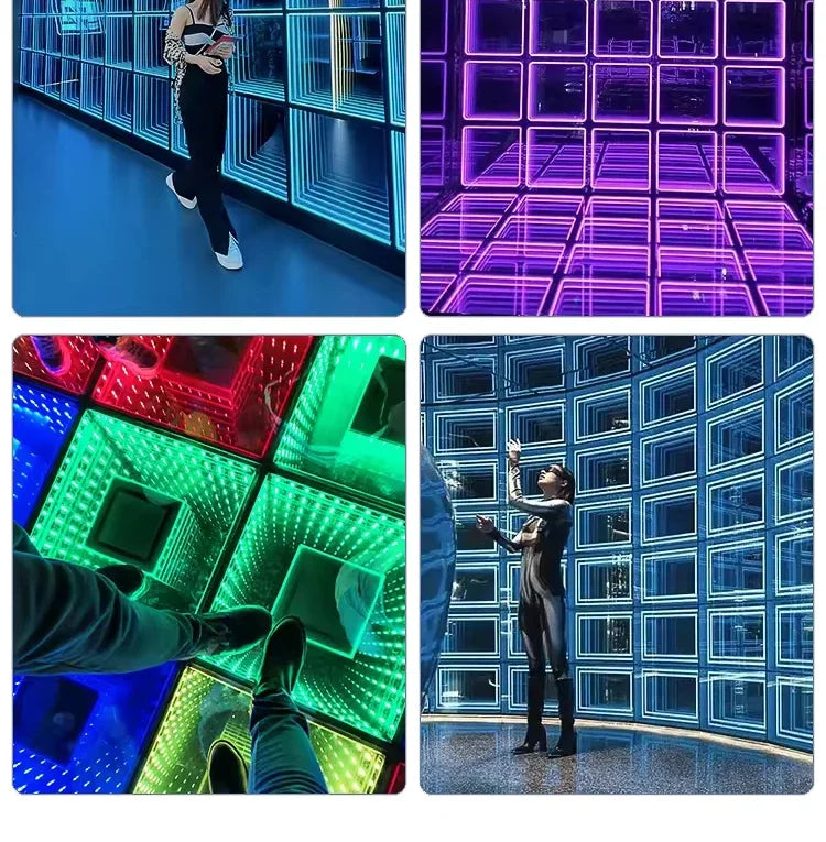 0.5x0.5m Stage LED Dance Floor Light 3d Mirror Abyss Tempered Glass LED Dancing Floor Tiles for DJ Disco Club Wedding Party