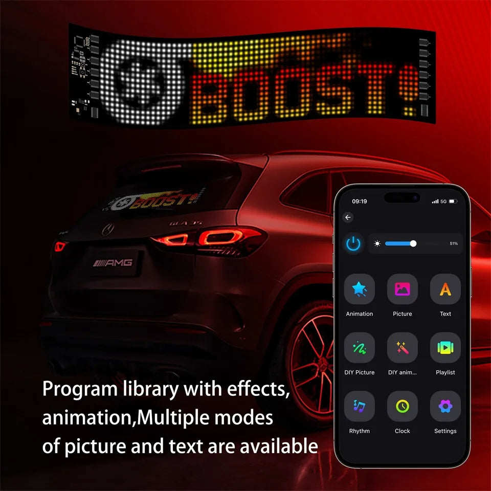 LED Matrix Panel AI Voice Function Devil's Eye Flexible Screen App Control DIY Programmable Lighting for Car Decor Accessories