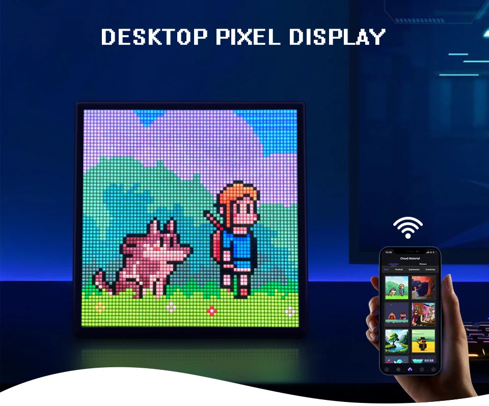 LED RGB Matrix Panel Smart Picture Frame Advertising Light Sign Digital Display Matrix Pixel Screen Bluetooth APP Animation Fun
