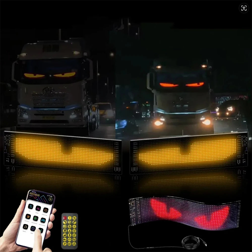 2025 New LED Matrix Pixel Panel Demon Eyes LED Display DIY Programmable Flexible for Car Accessories With Keychain Gift
