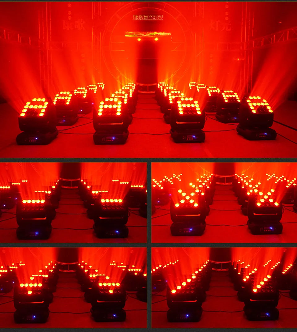 RGBW 4in1 Led Matrix Beam Moving Head Light 12w*25pcs RBG Moving Head Led Moving Head Wash Beam For Stage DJ Party Lights