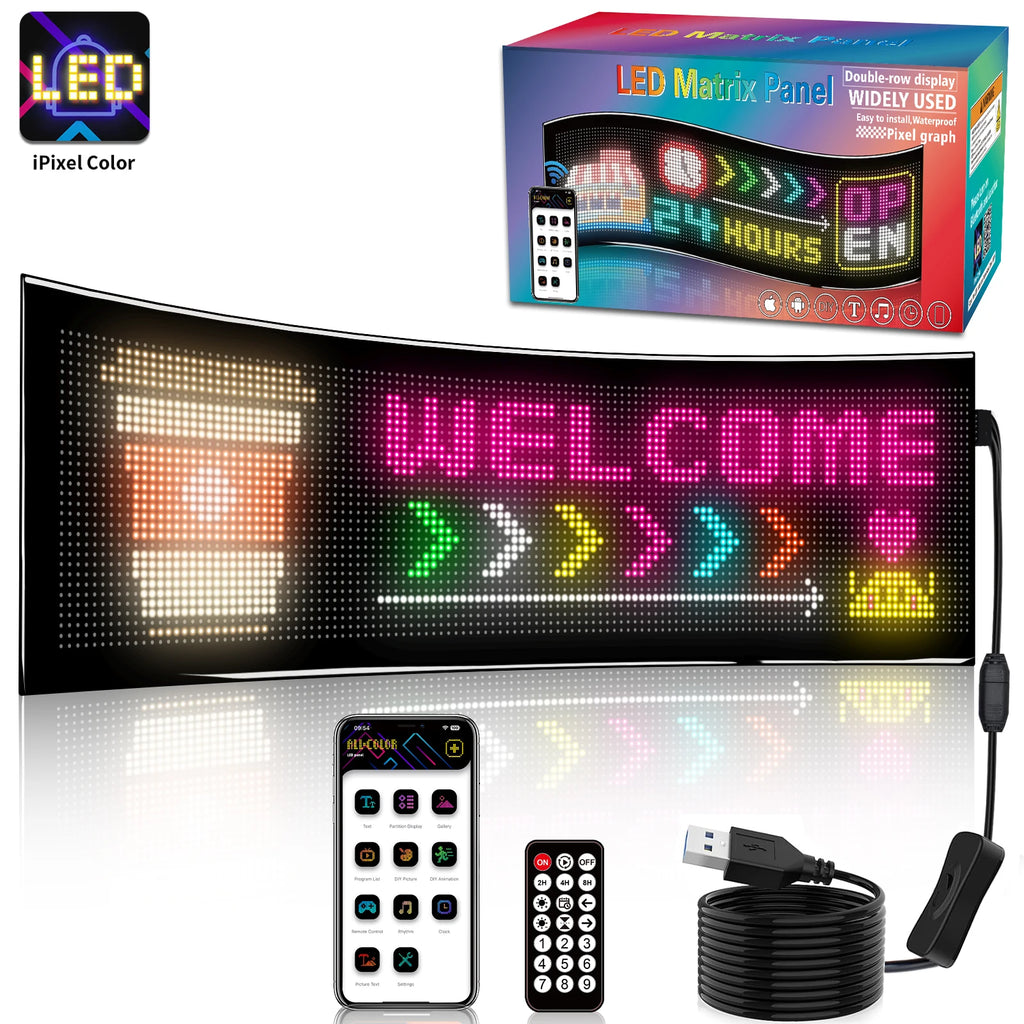 Programmable LED Matrix Panel Light Flexible Screen Display Animation Message Scrolling Car Sign APP Control For Shop Bar Party