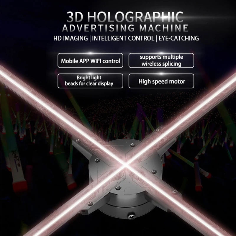 High Resolution 1080p Indoor Wall Mounted LED Fan 3D 3D Holographic Display Projector For Advertising ODM Supply