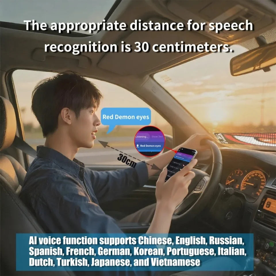 LED Matrix Panel AI Voice Function Devil's Eye Flexible Screen App Control DIY Programmable Lighting for Car Decor Accessories