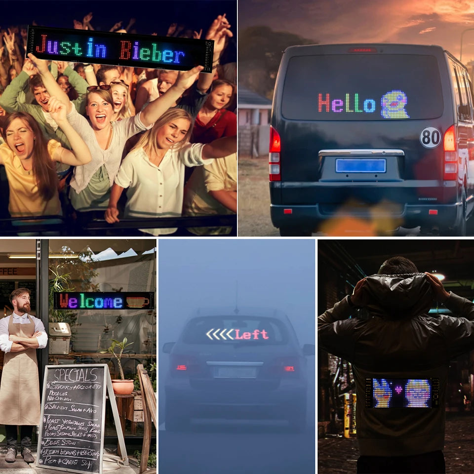 LED Matrix Pixel Screen Panel USB 5V Addressable Scrolling Sign LED Display Bluetooth DIY RGB Pattern Graffiti Text for Car Shop