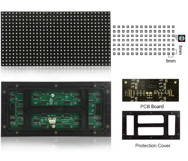 LED Matrix Panel P8 Outdoor 1/4 Scan 3in1 SMD3535 RGB Full Color 256x128mm 32X16Pixels Led Signs Module