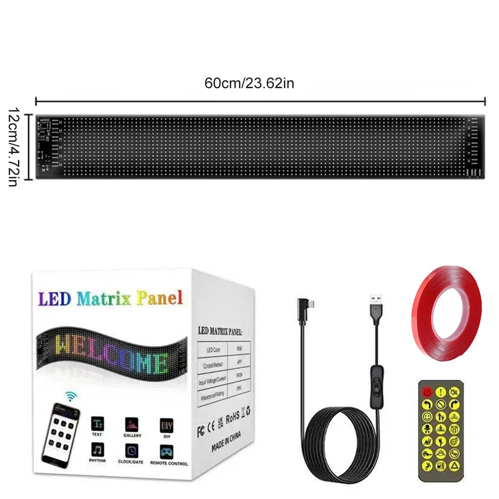 LED DIY Matrix Pixel Panel Led Display Truck Eye Car Sign Animation Bluetooth App Control Programmable Flexible Screen