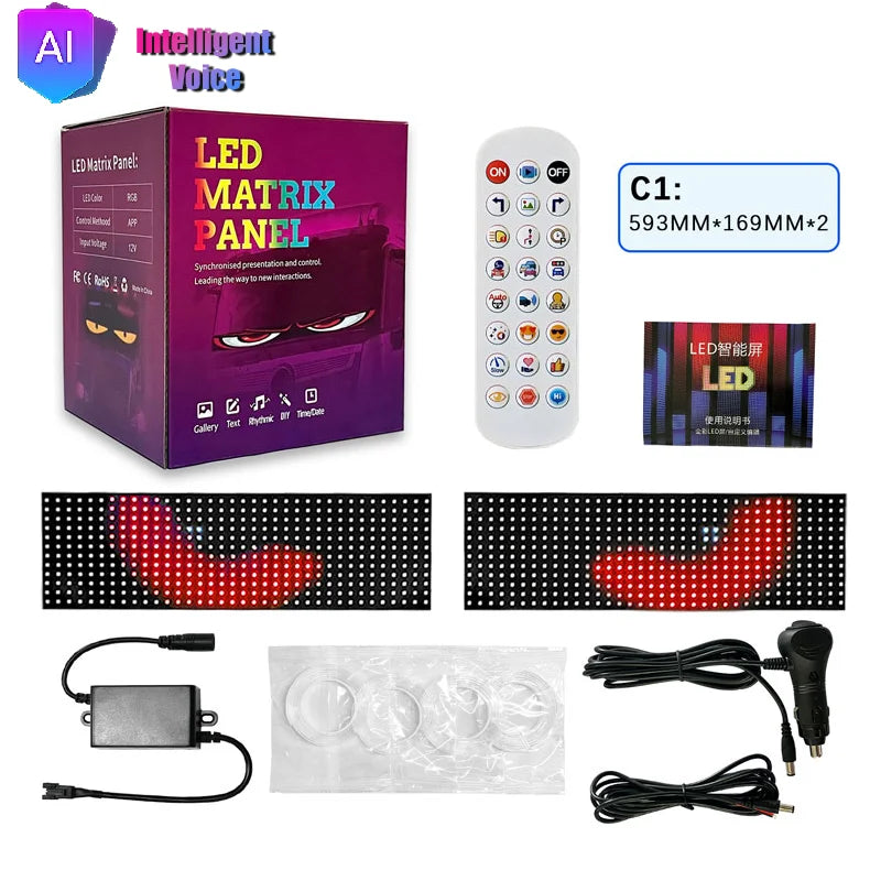 LED Matrix Pixel Panel Light Bluetooth App 12V 24V Control Scrolling Advertising LED Car Sign Animation Programmable For Car Sho
