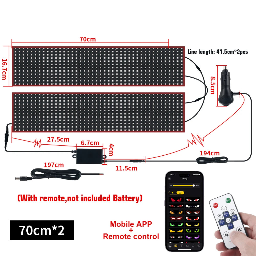 LED DIY Matrix Pixel Panel Led Display APP Control Truck Custom Text Pattern Lighting Flexible Screen Music Mode Devil Eye Light