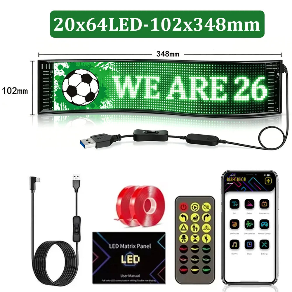 LED DIY Matrix Pixel Panel Led Display Truck Eye Car Sign Animation Bluetooth App Control Programmable Flexible Screen