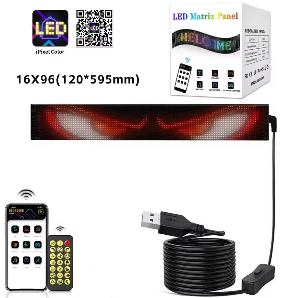 Programmable LED Matrix Panel Light Flexible Screen Display Animation Message Scrolling Car Sign APP Control For Shop Bar Party
