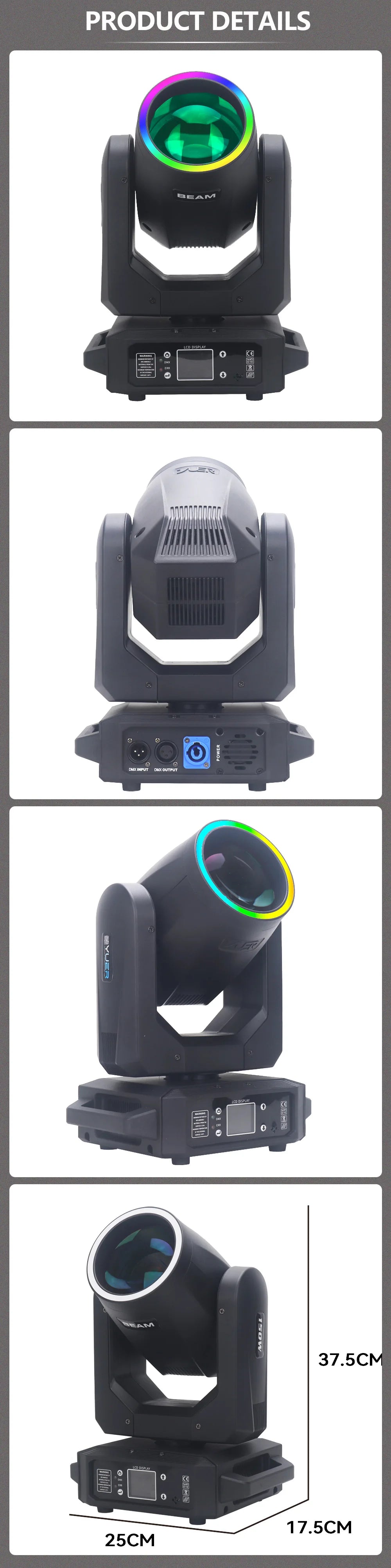 10pcs LED Beam Moving Head 200W 18 Prisms Rainbow Effect Stage Lighting Effect Projector for Bar Birthday Party Club Dj  Disco