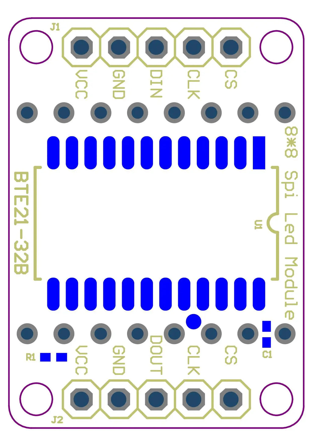 8*8 8*16 8*32 0.7Inch MAX7219 Red/Blue/Green/White Dot Led Matrix MCU Display Control Module 5V Interface Output Input