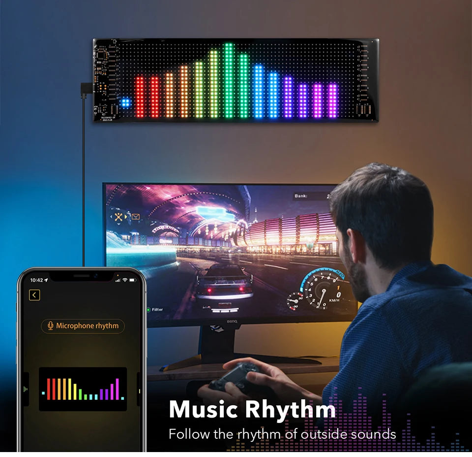 LED Matrix Pixel Screen Panel USB 5V Addressable Scrolling Sign LED Display Bluetooth DIY RGB Pattern Graffiti Text for Car Shop