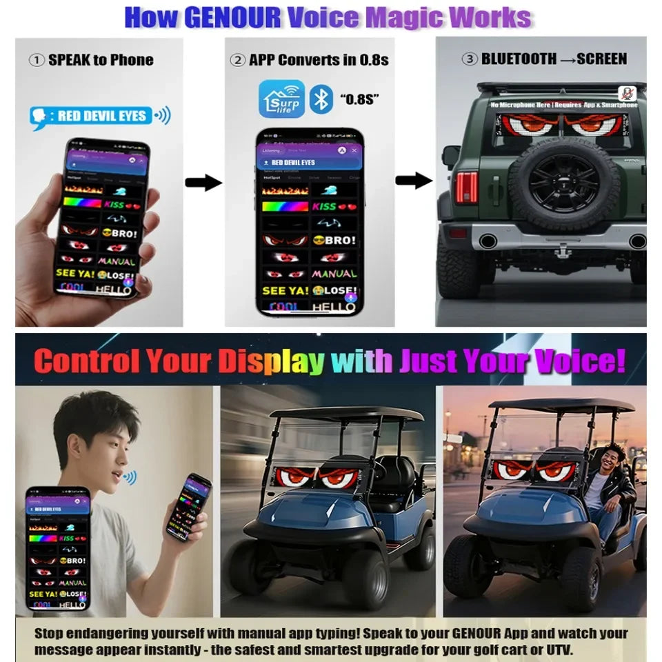 LED Matrix Panel AI Voice Function Devil's Eye Flexible Screen App Control DIY Programmable Lighting for Car Decor Accessories
